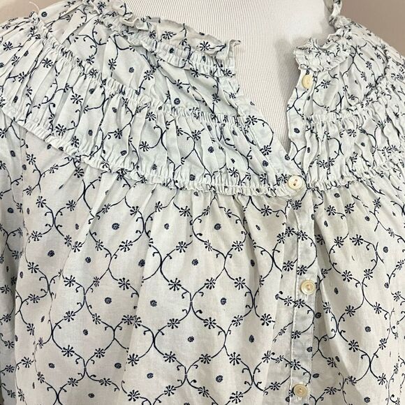 Rebecca Taylor La Vie Floral Smocked Prairie Style Blouse L - Picture 4 of 6